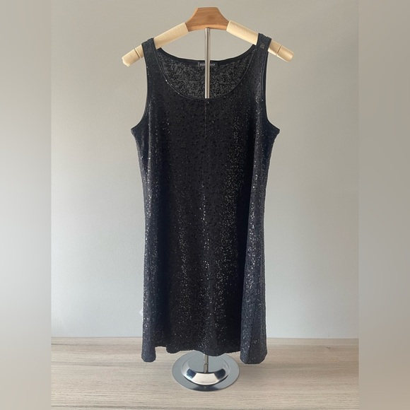 Eileen Fisher | Black Sequined Silk Sleeveless Tank Tunic Small Luxury Going Out - Picture 1 of 7